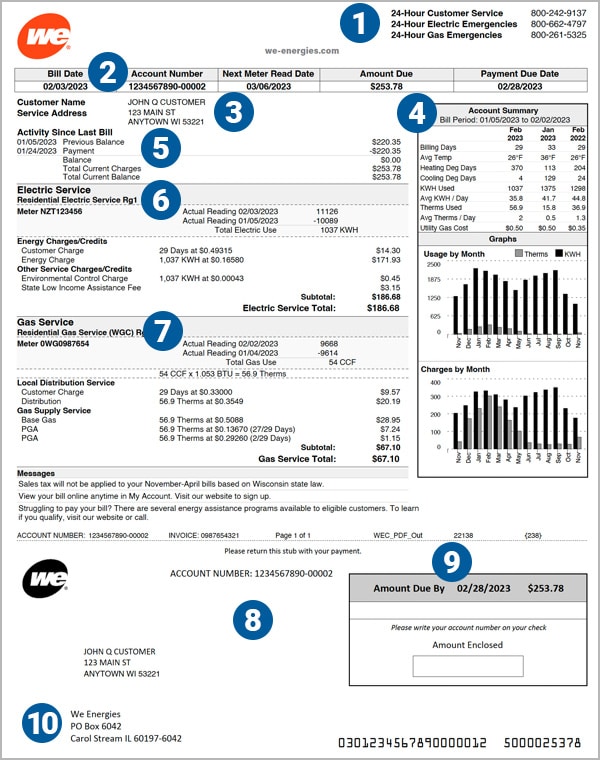 We Energies Sample Bill